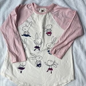Tea Collection Pink and Cream Bunny Long Sleeve Shirt